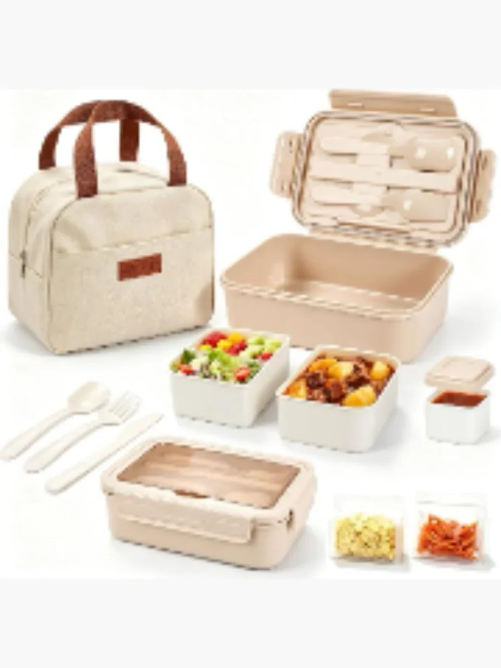 Bento Lunch Box Set with Insulated Bag, Utensils, BPA-Free, Microwave &